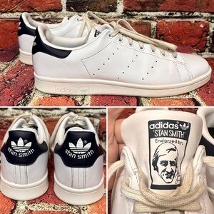 ADIDAS STAN SMITH SNEAKERS MENS SIZE 12 WHITE LEATHER BLACK HEEL M20325 CLASSIC